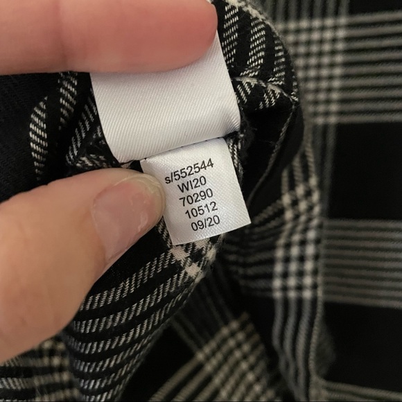 Loft Black and White Plaid Pleated Ruffle Neck Blouse - Picture 8 of 9